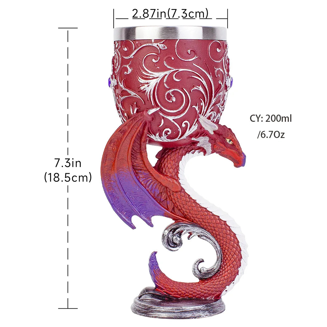 Dragon Wine Glass Unicorn Resin Stainless Steel Goblet Wolf Cocktail Glasses Cat Whiskey Cup Skull Pub Bar Drinkware Decoration